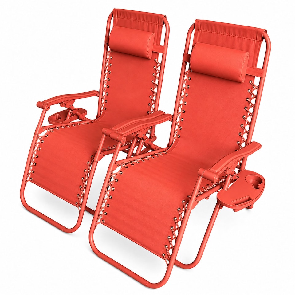 image 1 of Set of 2 Zero Gravity Reclining Foldable Garden Chairs Sun Loungers