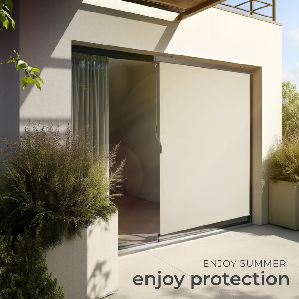 image 1 of Vertical Awning Eloise - installation materials included, retractable, UV blocking | Cream | beige | 120 x 250 cm | 1