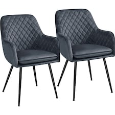 Yaheetech Set of 2 Upholstered Dining Chairs with Velvet Fabric Grey | Dark Grey