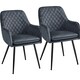 image 1 of Yaheetech Set of 2 Upholstered Dining Chairs with Velvet Fabric Grey | Dark Grey