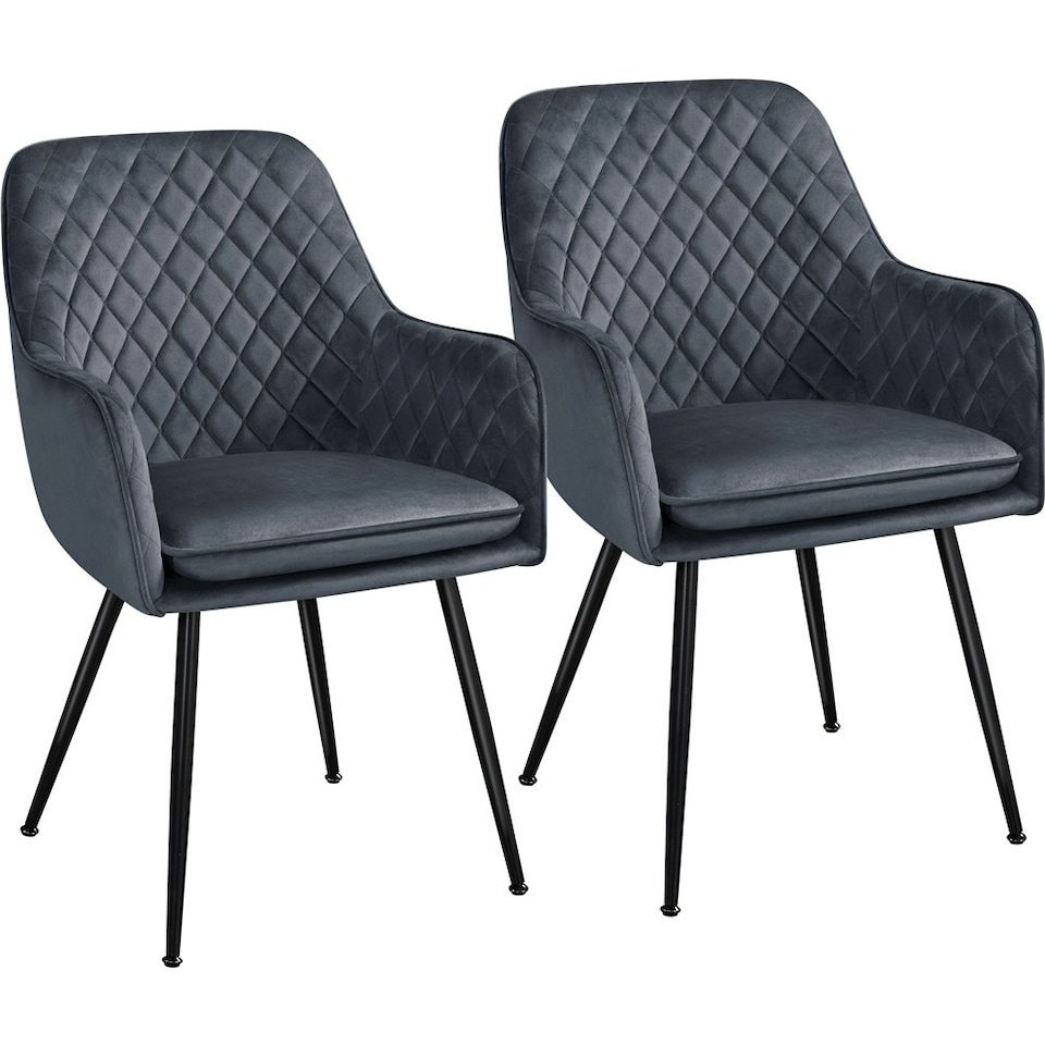 image 1 of Yaheetech Set of 2 Upholstered Dining Chairs with Velvet Fabric Grey | Dark Grey