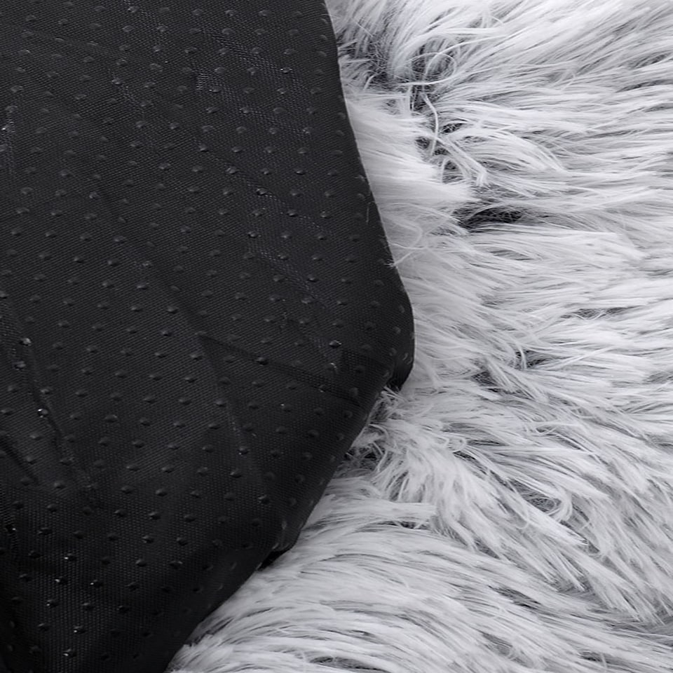 image 1 of Living and Home Calming Round Donut Plush Dog Cuddler Bed | Multi | Grey White | L