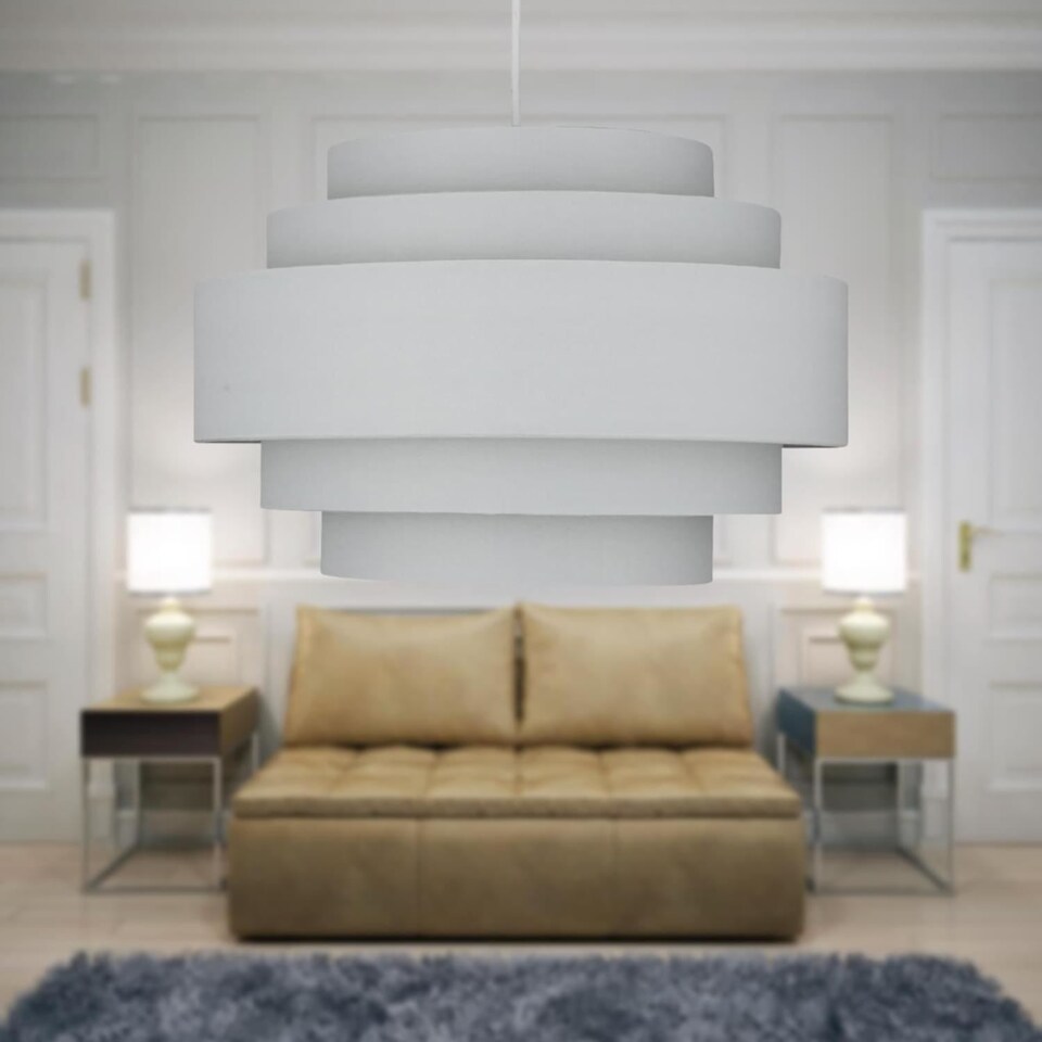 image 1 of Pair of Light Grey 5 Tier Light Shades | Grey | Large | 2