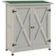 image 1 of Outsunny Wood Garden Storage Shed Tool Cabinet Organizer, Light Grey