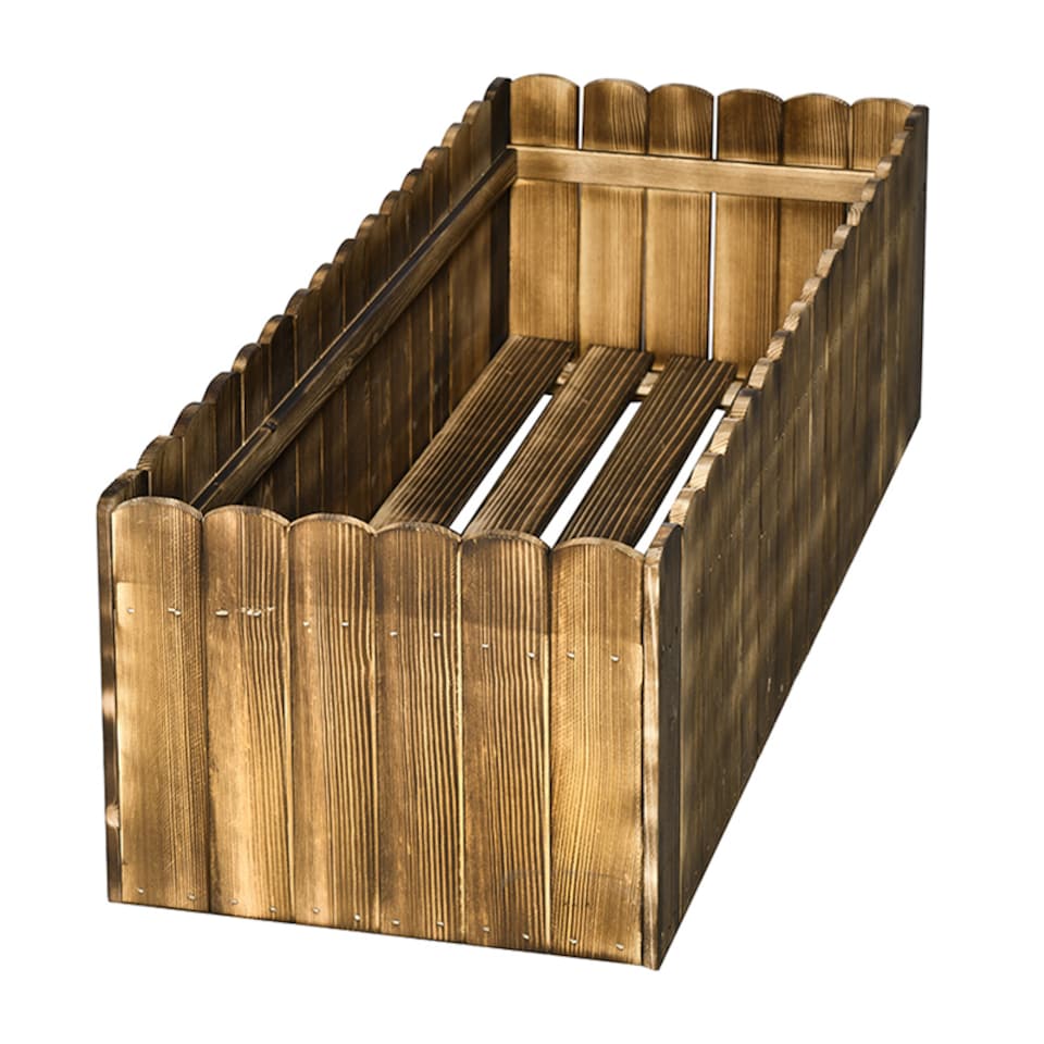image 1 of Outsunny 109L Raised Flower Bed Garden Container Box Planter Display Wood | Brown | Natural Wood Color