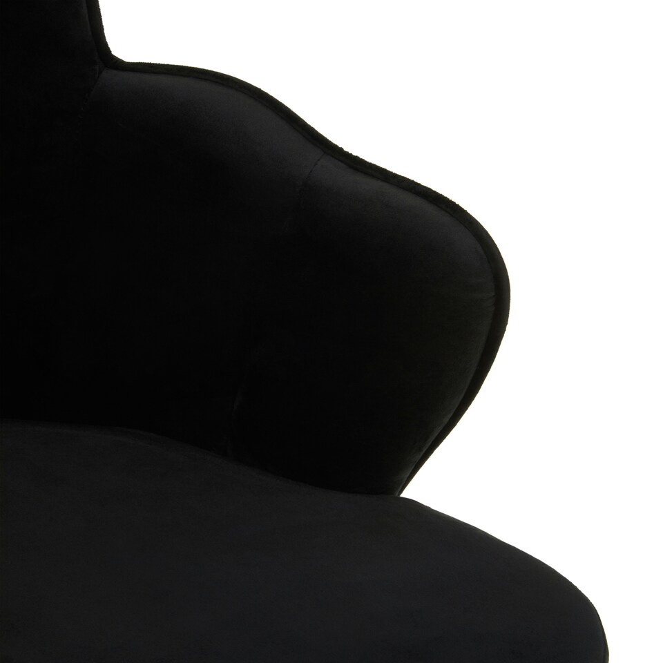 image 1 of Interiors by Premier Black Velvet Dining Chair, Durable & Adjustable Velvet Office Chair, Backrest Accent Chair with Chrome Legs