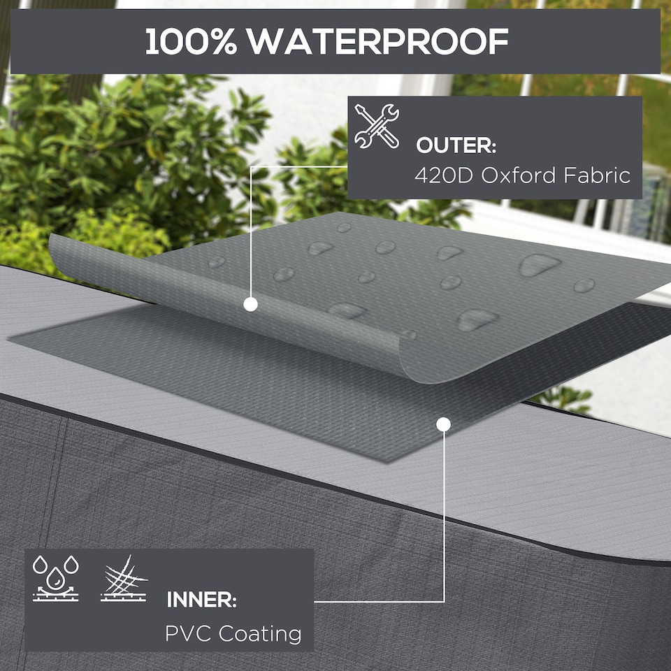 image 1 of Outsunny Patio 2/3 Seater Rattan Sofa Waterproof Furniture Cover Rain Protection | Grey | Grey