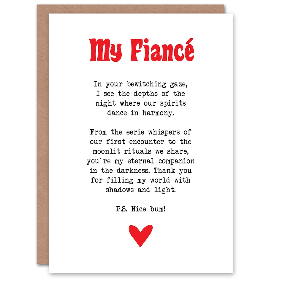 image 1 of Greeting Card Love Poem Goth Fiancé Romantic Poetry Valentine's Day