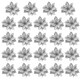 image 3 of Living and Home 24 Pcs Artificial Poinsettia Flowers Christmas Tree Ornament Set- Silver