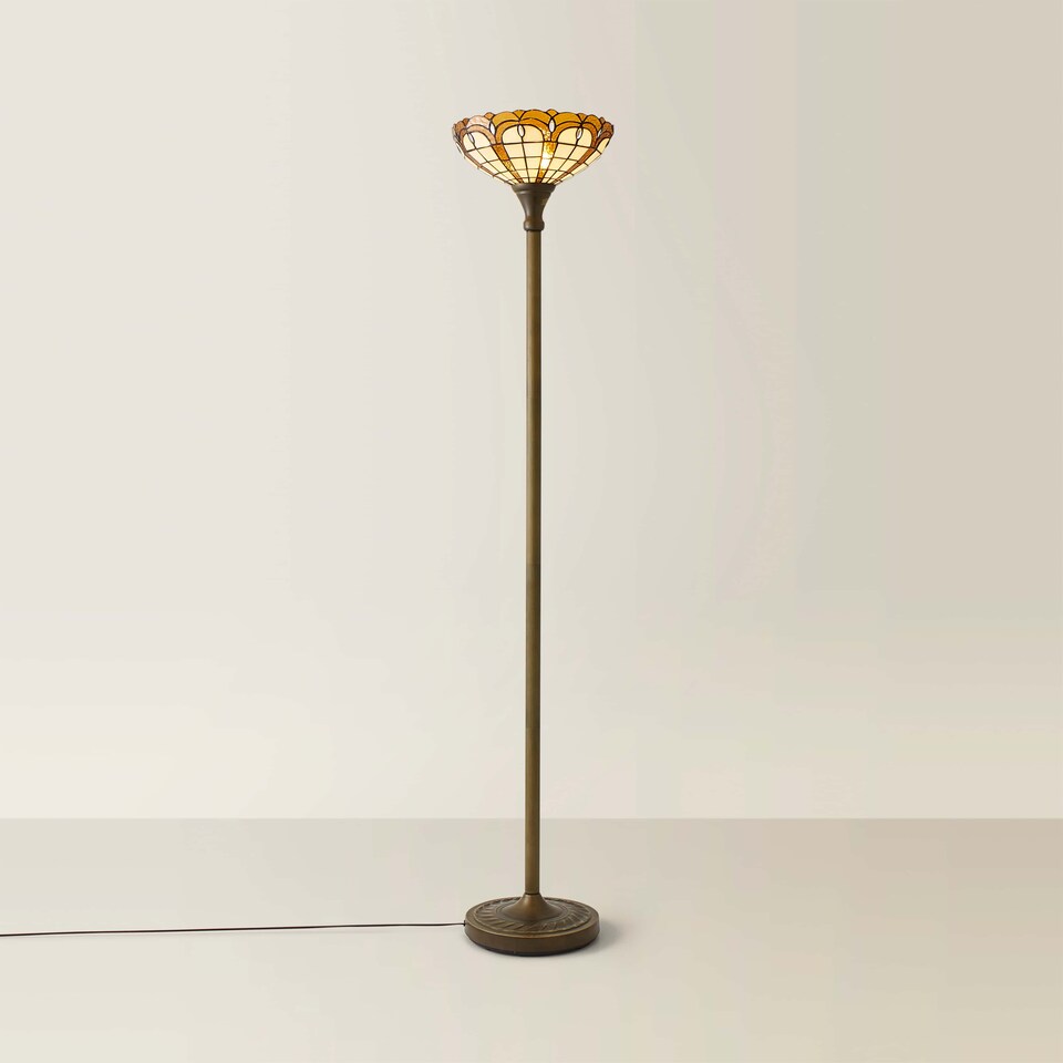 image 1 of ValueLights Tiffany Inspired Jewel Uplighter Floor Lamp | Bronze