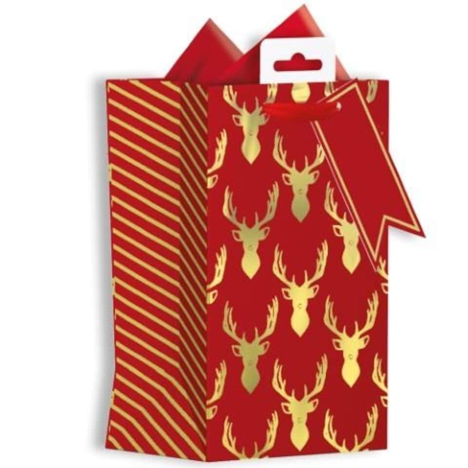 image 1 of Red Stag Heads Design Christmas Perfume Gift Bag