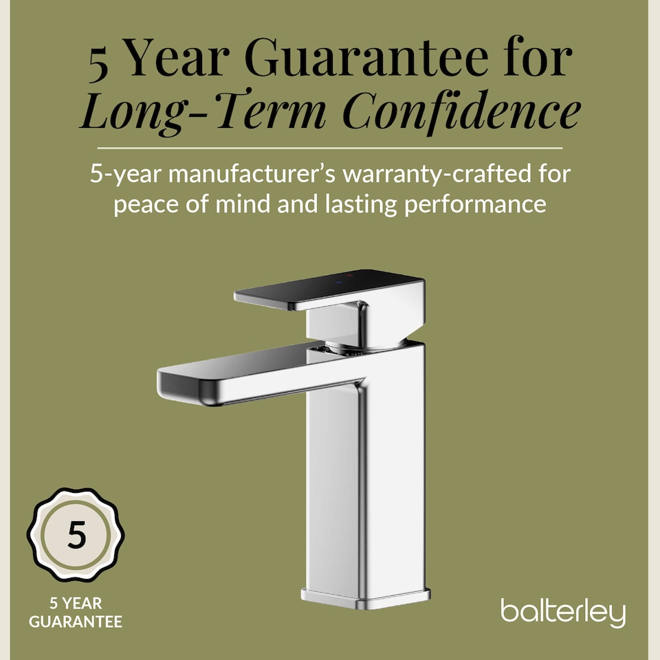 image 1 of Balterley Square Eco Mono Basin Mixer Tap & Push Button Waste