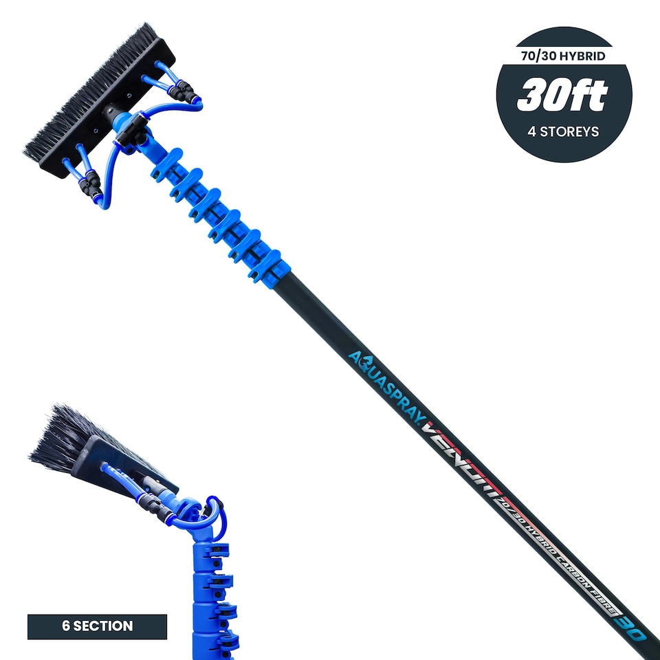 image 1 of Aquaspray® Venom 30ft Hybrid 70/30 Window Cleaning Pole Black