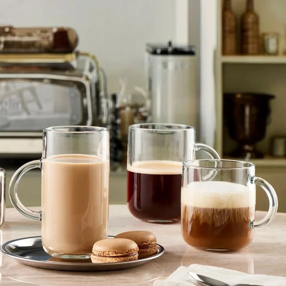 image 1 of 6 Pcs Iconic Glass Mugs Coffee Tea Cup Set Hot Drinks Handle | Clear | Clear