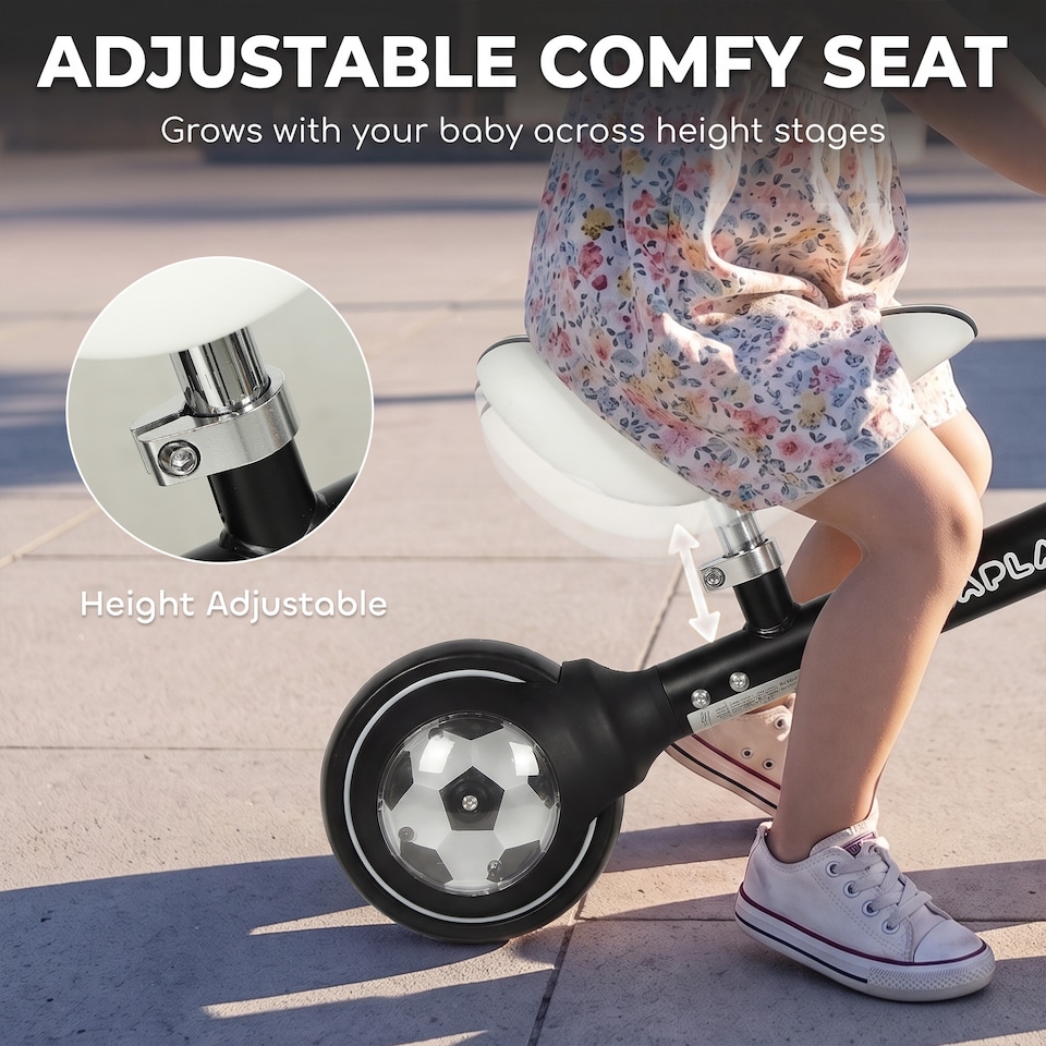 image 1 of AIYAPLAY Balance Bike with 135° Steering Limit for Toddlers 1-2 Y, Black