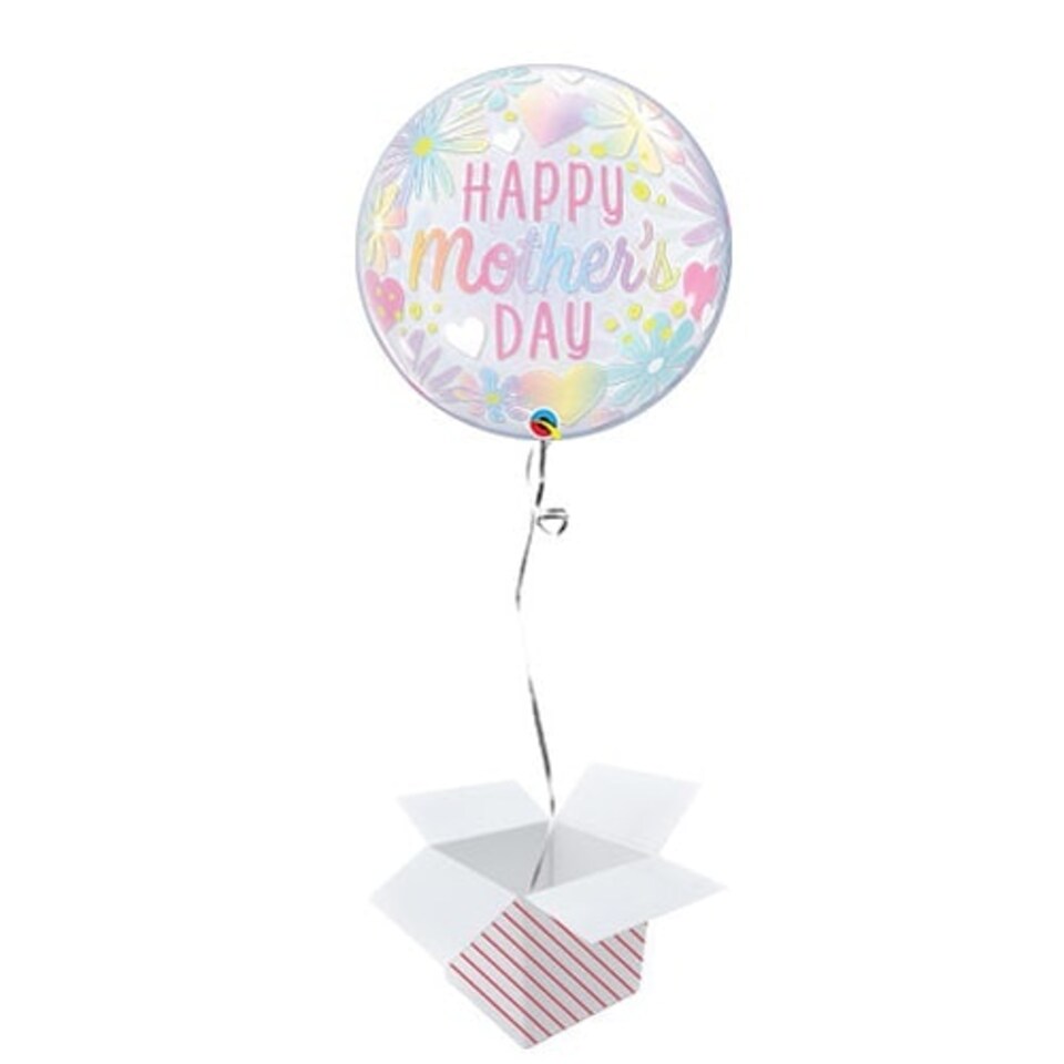 Mother's Day Floral Pastel Bubble Helium Qualatex Balloon - Inflated Balloon in a Box