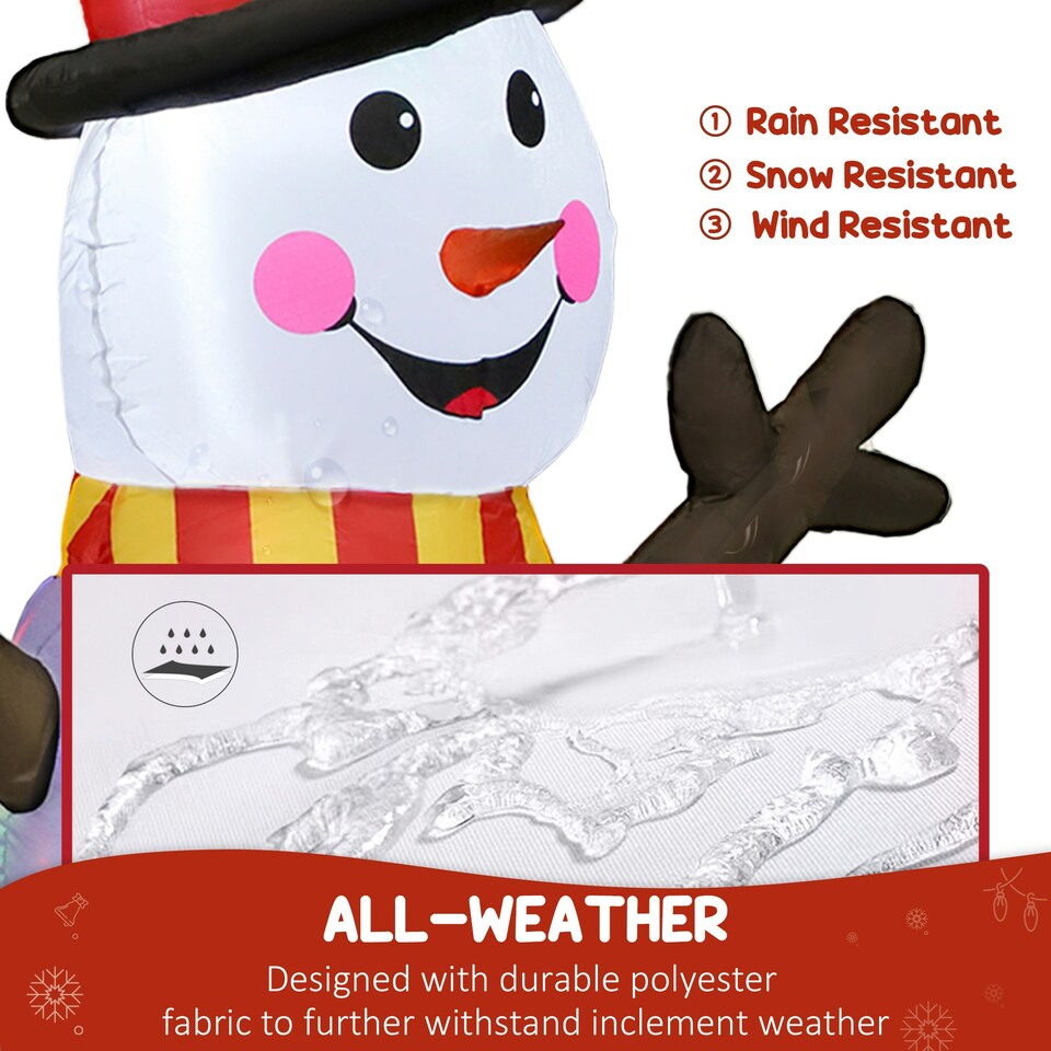 image 1 of Outsunny Blow Up Christmas Inflatables with Flashing Projector Light