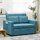 image 7 of HOMCOM 2 Seater Sofa Bed Convertible Bed Settee with Cushions, Blue