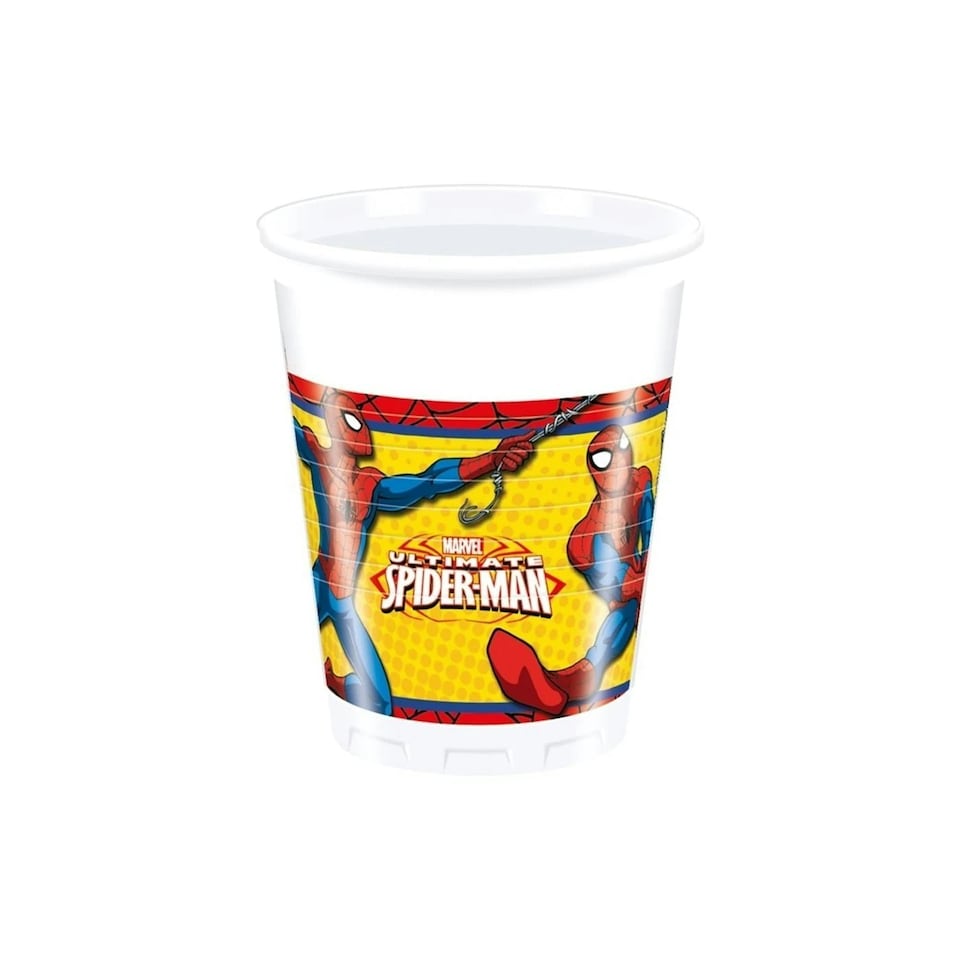 image 1 of The Ultimate Spider-Man Plastic Party Cup (Pack of 8) - Red/Blue/Yellow - One Size