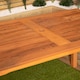 image 6 of Outdoor 6 Person Rectangular Wooden Garden Patio Dining Table Chairs with Green Parasol and Base Set