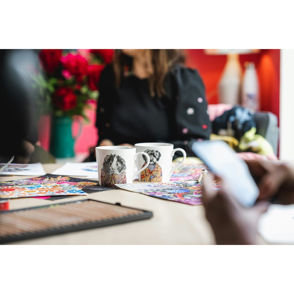 image 1 of Mikasa x Tipperleyhill Guinea Pig Print Porcelain Mug, 380ml | White