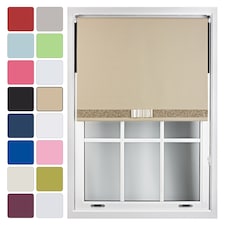 FURNISHED Blackout Roller Blinds with Glitter Trim and Bow Insulated Designed Window Shade | Brown | Cappuccino | (W) 210cm x (L) 210cm