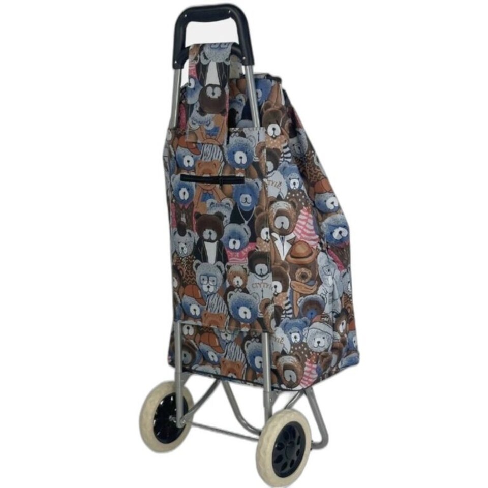 image 1 of Travel Teddybear Shopping Trolley - Dimensions for the Frame and the Bag are Included Brown
