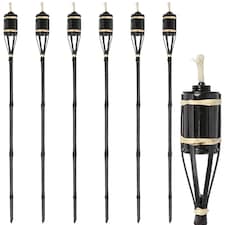 Harbour Housewares Bamboo Garden Torches - 114cm - Black - Pack of 6