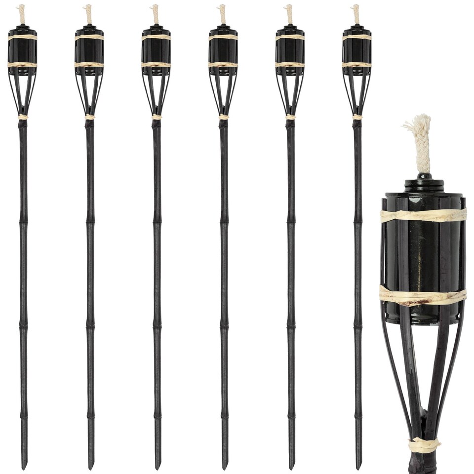 image 1 of Harbour Housewares Bamboo Garden Torches - 114cm - Black - Pack of 6