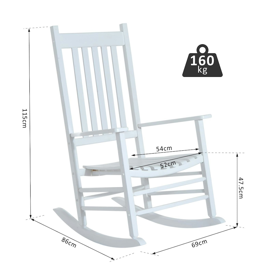 image 1 of Outsunny Garden Rocking Chair Outdoor Swing Rocker Armchair White