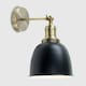 image 1 of ValueLights Retro Style Antique Brass Adjustable Knuckle Joint Wall Light with a Gloss Black Dome Shade - Complete with a 4w LED Filament Bulb 2700K Warm White