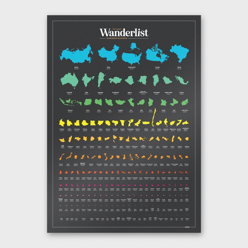 image 1 of Suck UK Wanderlist Scratch Poster - Travel Bucket List Map