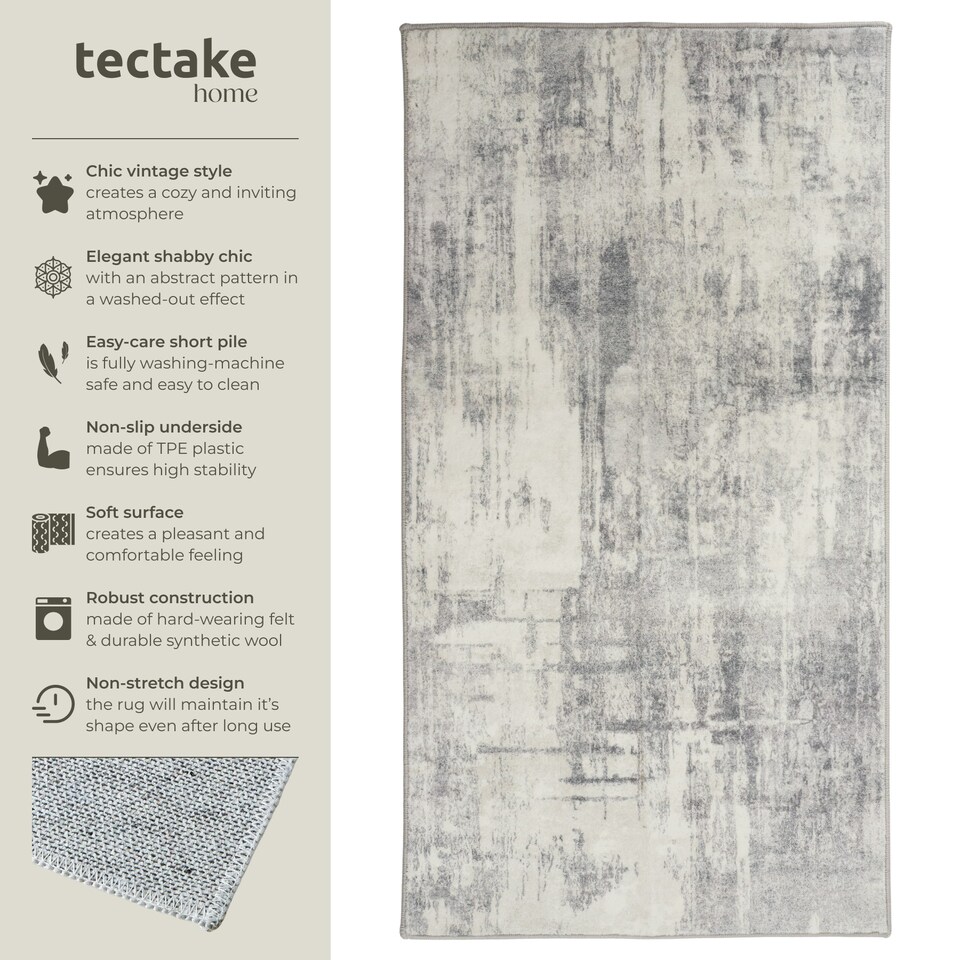 image 1 of Washable Rug Nadira - different sizes, abstract pattern, synthetic wool and felt, non-slip Cream | Beige/Grey | 150 x 80 cm