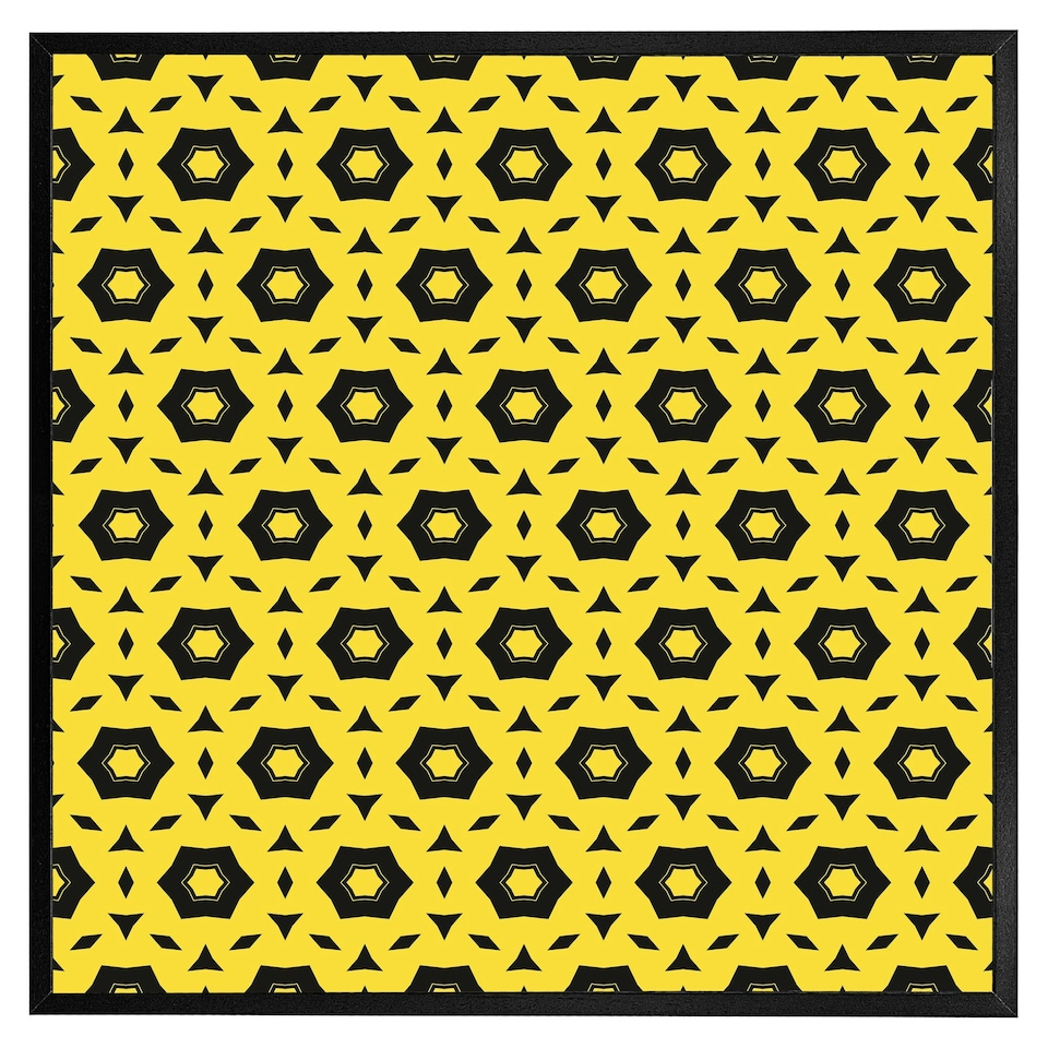 image 1 of Yellow & black geometric pattern (Picture Frame) White | S