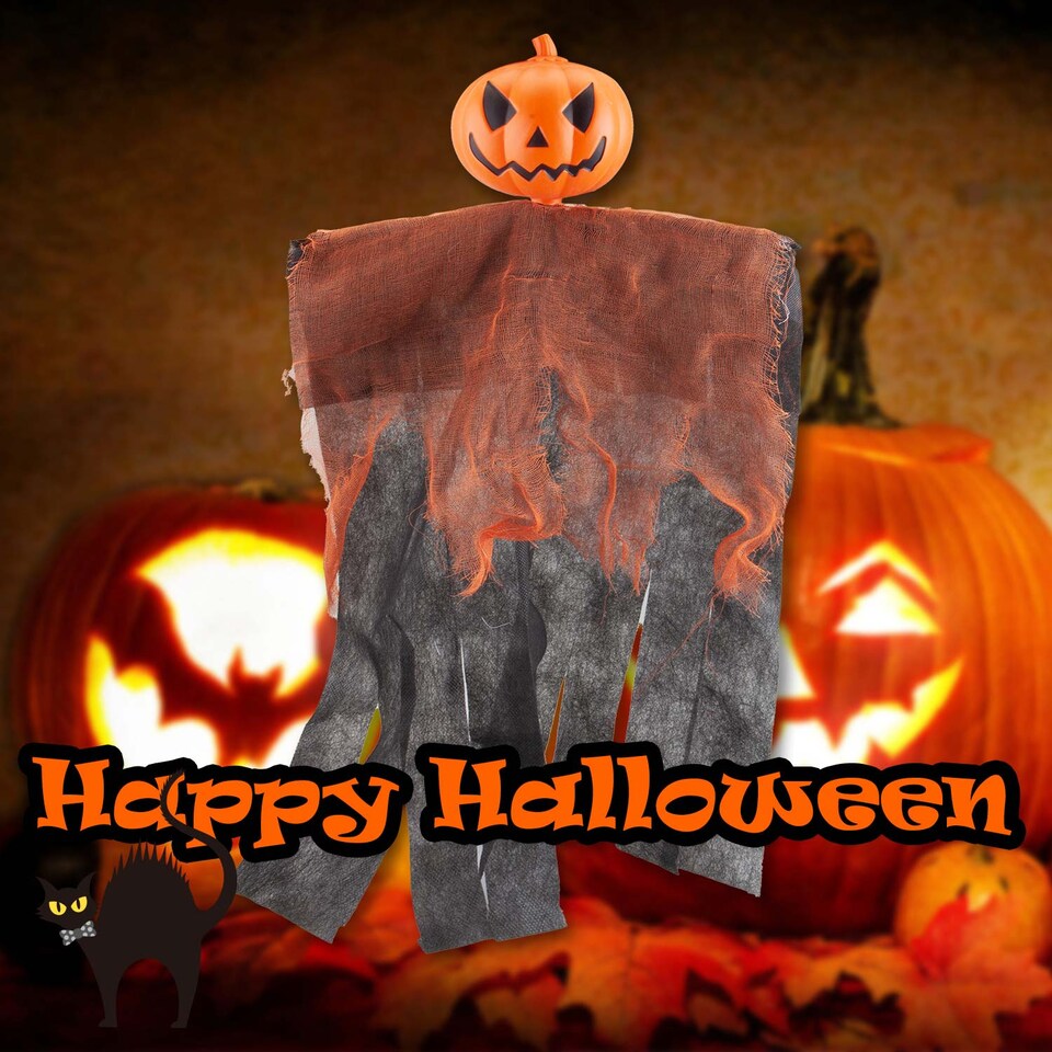 image 1 of vfm-estore Hanging Halloween Pumpkin Decoration - 35 x 23.2 cm
