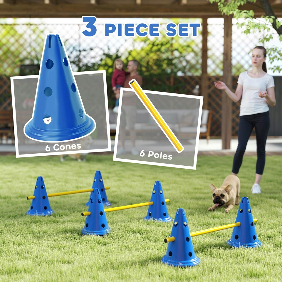 image 1 of PawHut Dog Agility Equipment Set, Three-Piece Adjustable Height Jumping