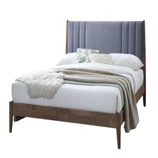 5ft King Size Dark Grey Grey Soft Velvet Fabric Upholstered and Wood Bed Frame Bedstead | Grey | Dark Grey | King