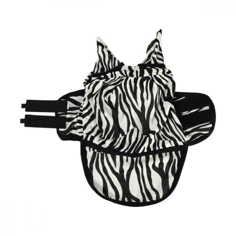 image 1 of Hy Equestrian Zebra Fly Mask With Ears And Detachable Nose - Black/White - Cob