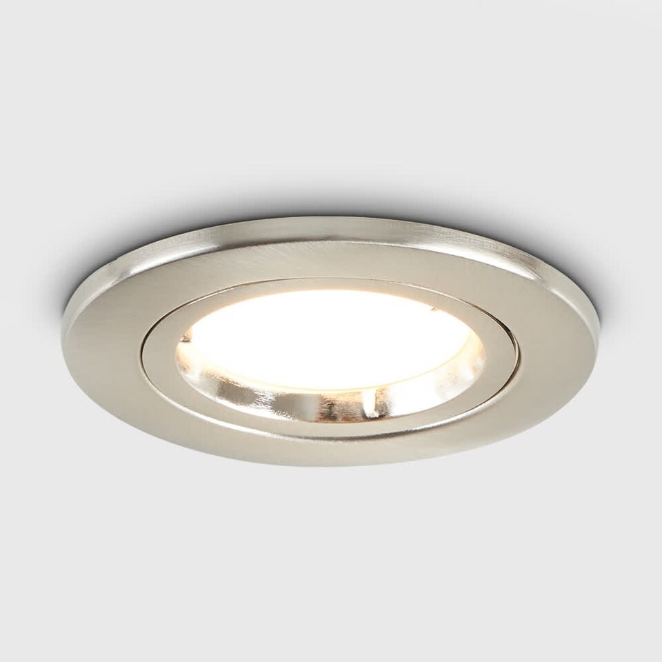 image 1 of ValueLights Downlight Twist Fire Rated Brushed Chrome Ceiling Light Fitting Single Pack
