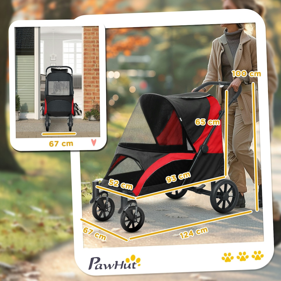 image 1 of PawHut Easy Folding Pet Stroller for Large Dogs Black