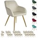 image 9 of Chair Marilyn - with armrests, padded, velvet look, golden steel legs - Set of 6 Black | Black/Gold