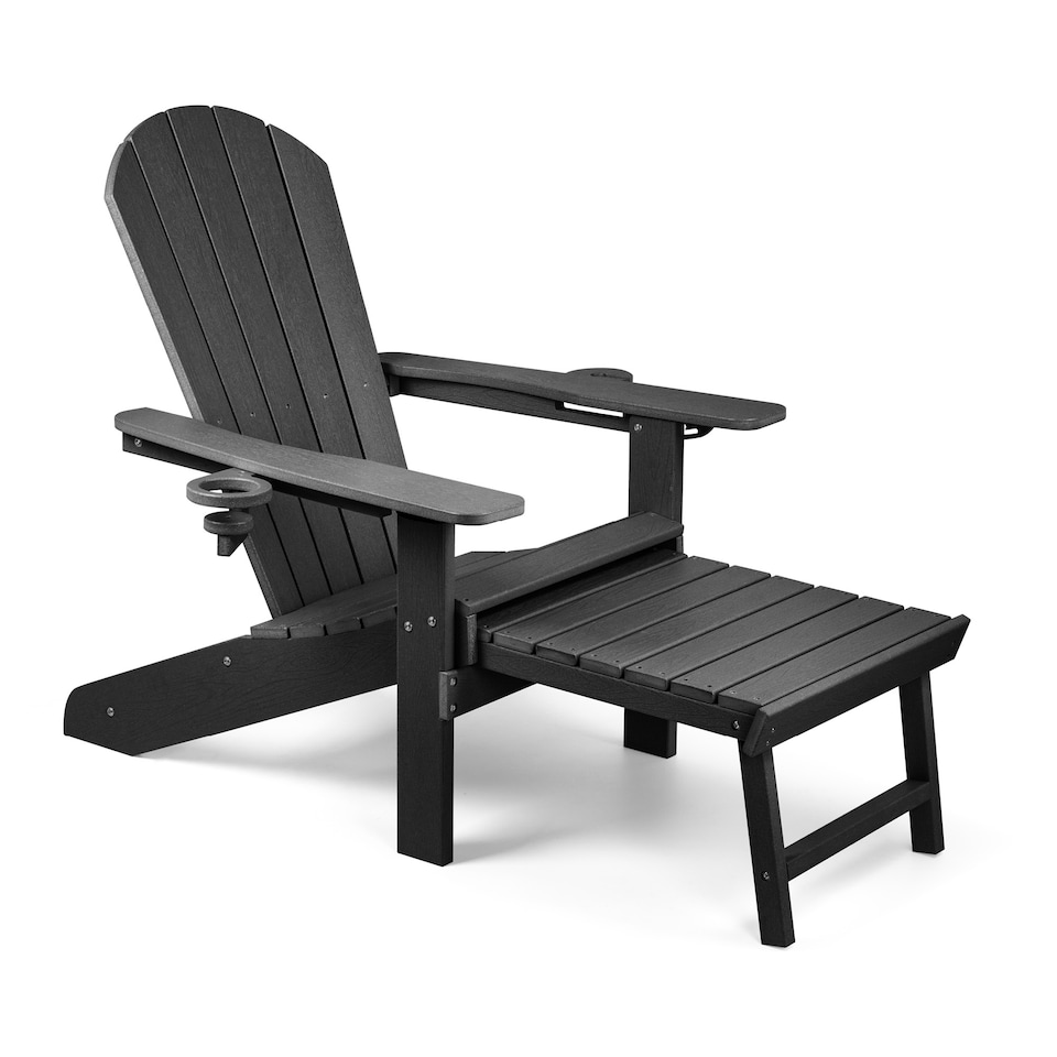 image 1 of Vonhaus Westport Black Adirondack Garden Chair HDPE with Reclining Backrest
