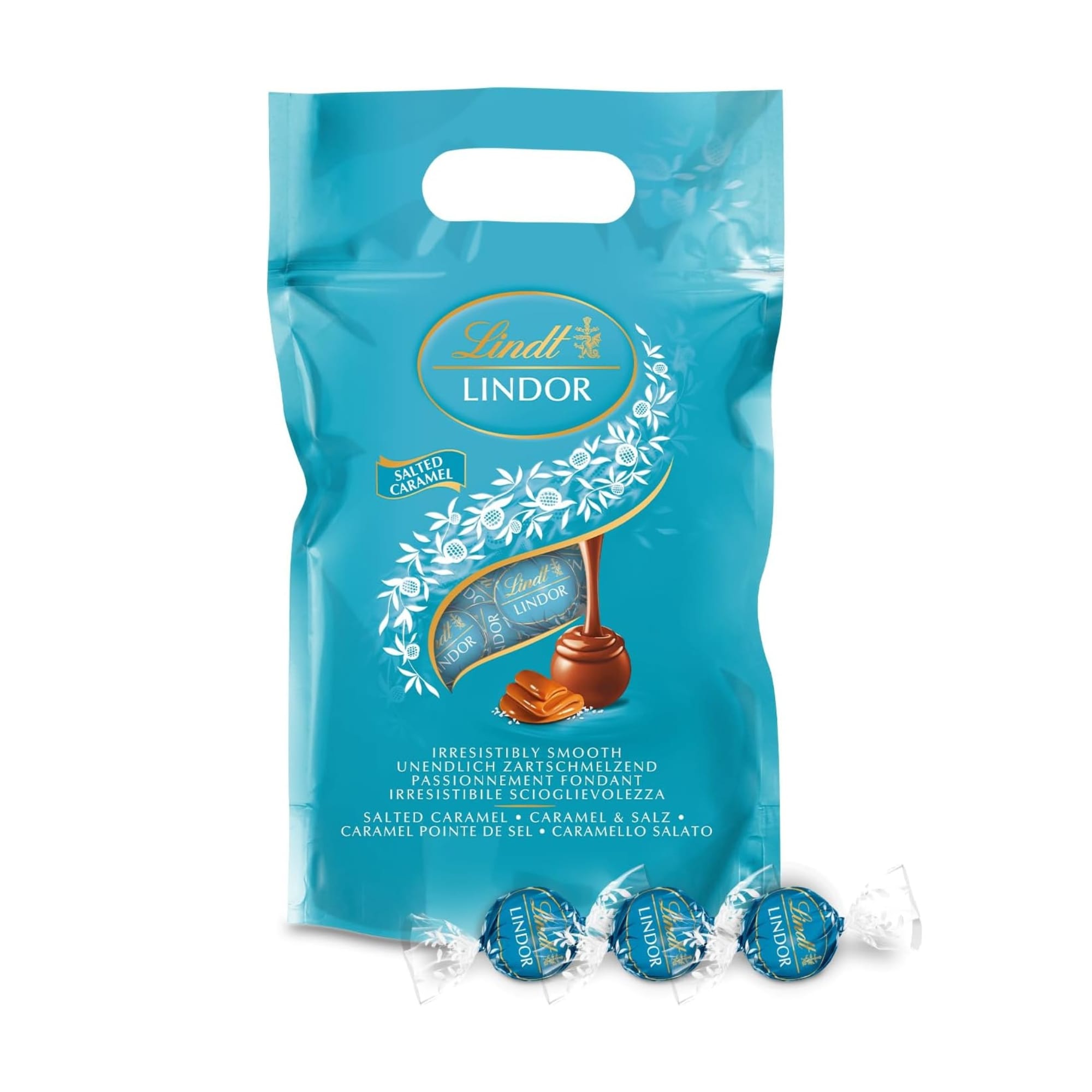 Lindt Lindor Salted Caramel Chocolate Truffles – 1kg Bag (Approx. 80 Balls) – Smooth Filling – Gift, Birthday, Congratulations, Sharing Treat