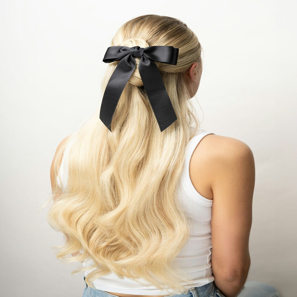 image 1 of Brushworks Satin Hair Bow Duo – Red & Black