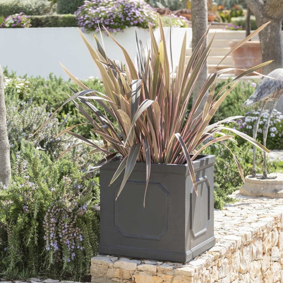 image 1 of Primrose Fibrecotta Buckingham Lead Effect Framed Cube Planter H45cm
