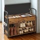 image 5 of Shoe Storage Bench With Cushioned Seat and Open Shelves
