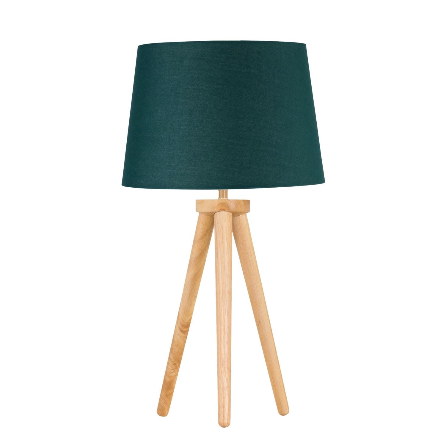 First Choice Lighting Voyage - Light Oak Table Lamp or Bedside Light with Dark Green Shade in Brown