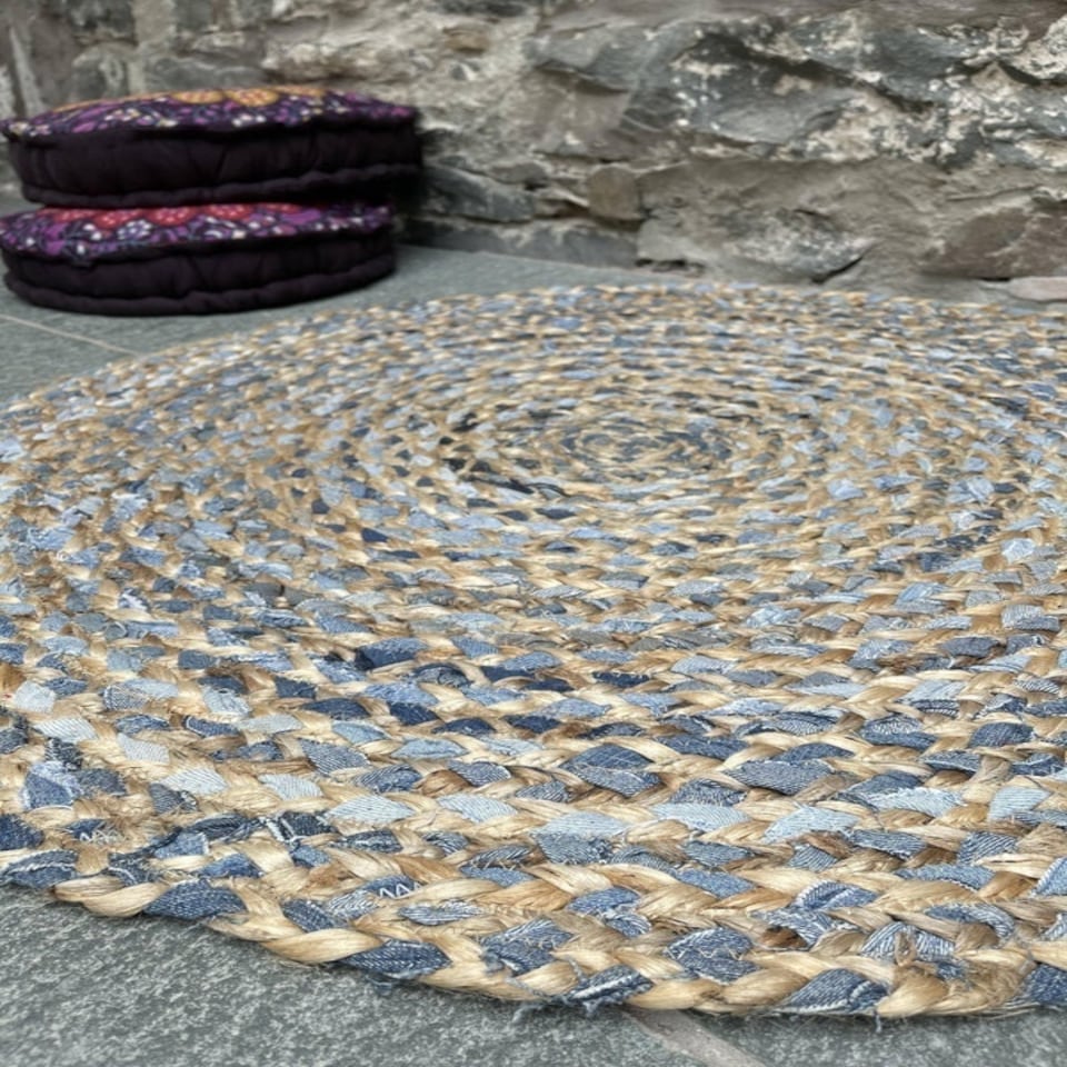image 1 of JEANNIE Round Kids Rug Ethical Source with Recycled Denim - L60 x W60 Multi