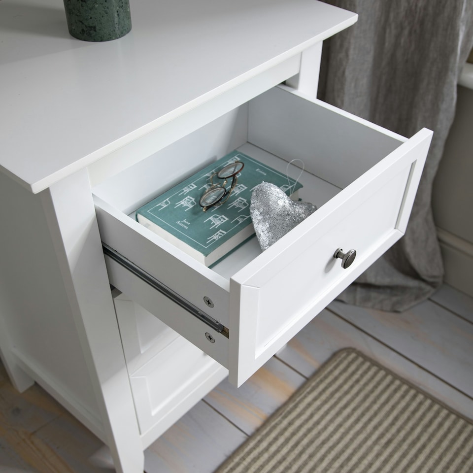 image 1 of Karlstad Side Table Chest 3 Drawer in Classic White White