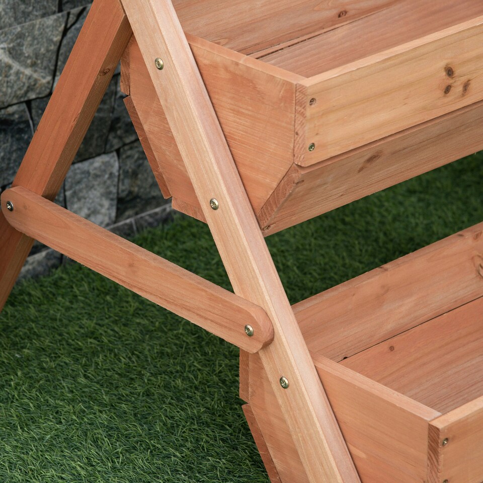 image 1 of Outsunny 3 Tier Raised Garden Bed Wooden Elevated Planter Box Kit, Brown